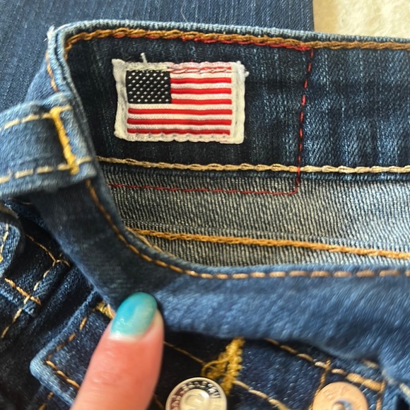 True Religion | Low Rise Boot Cut Dark Denim Jeans Size 24 - Picture 9 of 16